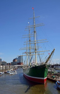 Europe, Germany, Hamburg, Elbe, harbour, Rickmer Rickmers, museum ship, Baumwall, Elbe Philharmonic