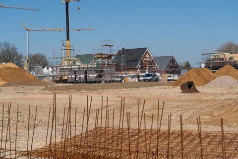 New development area, Am Schwan, in Wesel, where 70 detached and semi-detached houses are being