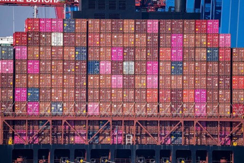 Port of Hamburg, Waltershofer Hafen, HHLA Container Terminal Burchardkai, Container Freighter