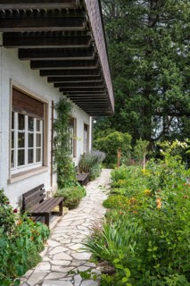 Garden terrace of the museum, Haus Dix art museum, former home and studio of the 20th century