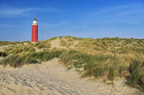 Eierland lighthouse with dunes, De Cocksdorp, Texel, West Frisian Islands, Province of North