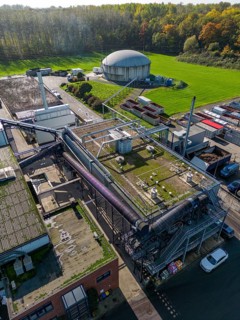Biogas storage, pipelines of the Reterra biogas plant, biogas is produced in a fermenter over a