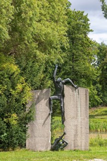 Artwork in the park of the Minster, Bad Doberan, Mecklenburg-Western Pomerania, Germany, Europe