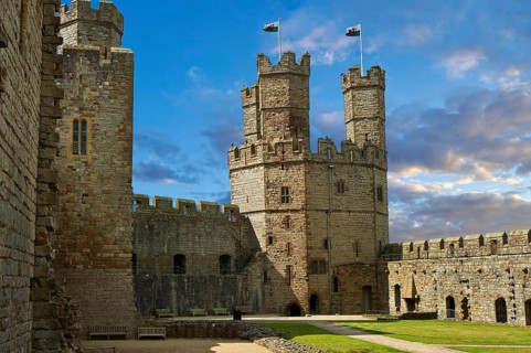 Caernarfon or Carnarvon Castle built in 1283 by King Edward I of England, Gwynedd, north-west