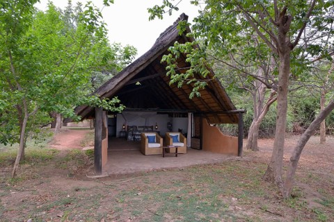 Chalet of the Nkwali Lodge, Mfuwe, South Luangwa National Park, Zambia, Africa