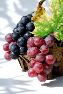 Grapes in basket (Vitis vinifera)
