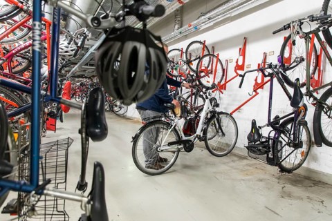 Bike station at Essen main station, bike car park, bike hire station, workshop, Essen, North