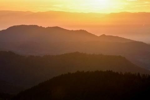 Sunset at Schliffkopf, near Baiersbronn, Freudenstadt district, Black Forest, Baden-Württemberg,