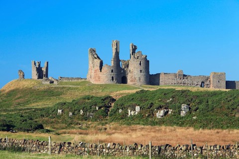 Dunstanburgh castle, Northumberland national park, England, United Kingdom, Europe