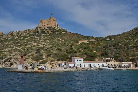 Harbour and Castle of Cabrera, Parque Nacional de Cabrera, Cabrera National Park, Cabrera