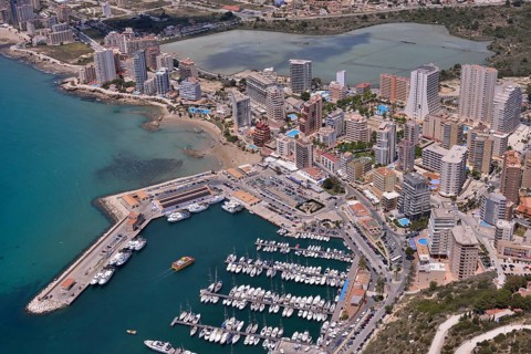 Harbour of Calp from the rock Peñón de Ifach or Penyal d’Ifac, Costa Blanca, Calp, Costa Blanca,