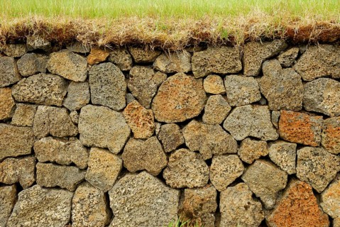 Stone wall, lava stones, Iceland, Europe