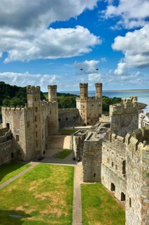 Caernarfon or Carnarvon Castle built in 1283 by King Edward I of England, Gwynedd, north-west