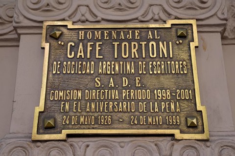 Sign at Café Tortoni, coffee house on the Avenida de Mayo, Buenos Aires, Argentina, South America