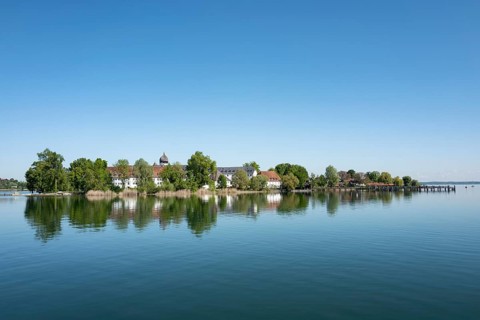 View of the Fraueninsel, Chiemsee, Bavaria, Germany, Europe