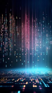 Abstract animation of binary code cascading down like digital rain, representing data insights,