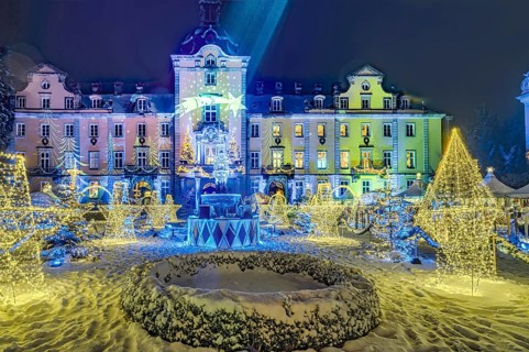 Castle Christmas magic snow illuminated Bückeburg Germany
