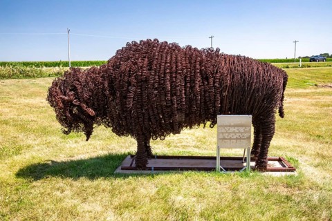 Holdrege, Nebraska - Buffalo art outside the Nebraska Prairie Museum. The buffalo was constructed
