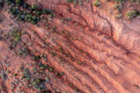 Red earth, erosion, above the cliff, Agulo, La Gomera, Canary Islands, Spain, Europe