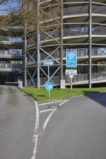 Traffic sign for the multi-storey car park in Nordsternpark, Gelsenkirchen, Ruhr area, independent