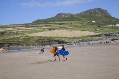 Bodyboarding Whitesands beach St Davids Pembrokeshire Wales, United Kingdom, Europe
