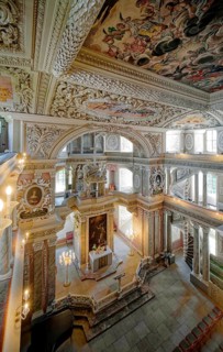 Chancel with the two-storey organ, baroque church, baroque castle church of St Trinitatis at