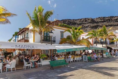 Restaurants at the harbour, Puerto de Mogan, Gran Canaria, Canary Islands, Spain, Puerto de Mogan,