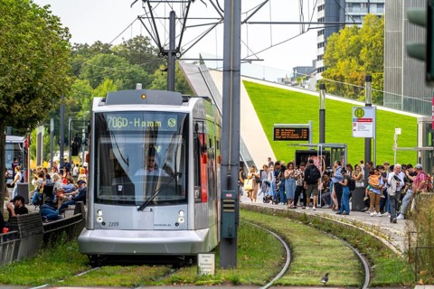 Local transport, Rheinbahn trams, Schadowstraße stop, North Rhine-Westphalia, Germany, Europe