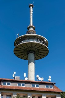 Telecommunications tower of Deutsche Telekom, transmission tower with antennas, Hoherodskopf