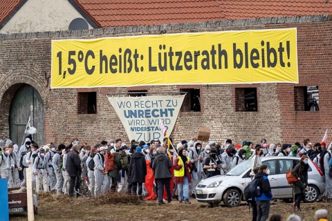 Protest action against the demolition of the village of Lützerath in the Rhenish lignite mining