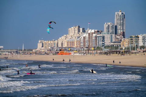 View of the skyline of Scheveningen, which belongs to the city of The Hague and is the largest