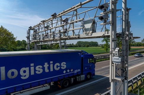 Toll bridge, for collecting motorway tolls, on the A3 motorway near Hamminkeln, Lower Rhine, North