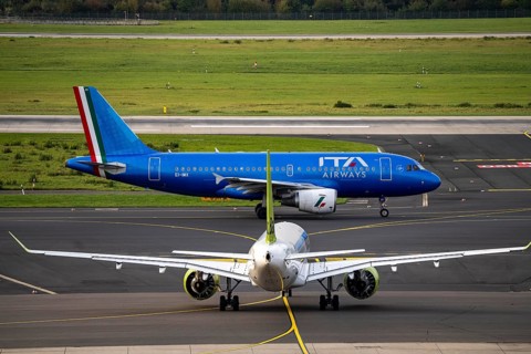 Düsseldorf Airport, ITA Airways Airbus A319-100 on the taxiway