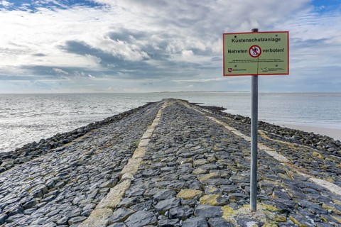 North Sea, Spiekeroog Island, autumn, coastal protection in the west of the island, breakwater,