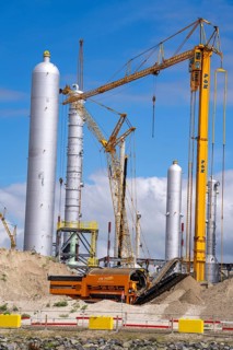 New building, construction site, of a bio-refinery of the Finnish oil company Neste, here, among