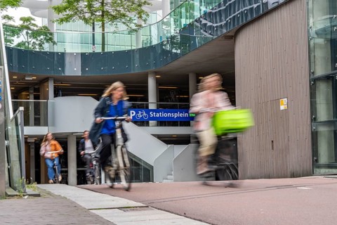 Entrance and exit of the bicycle car park at Utrecht Centraal station, Stationsplein, over 13, 000