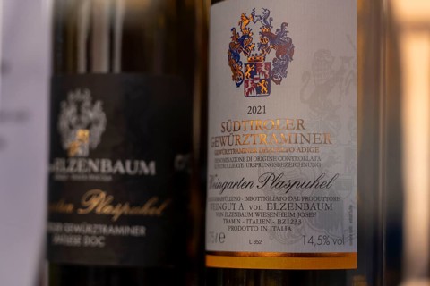 Wine from Tramin an der Weinstraße, in South Tyrol, wine-growing region of Gewürztraminer, Italy,