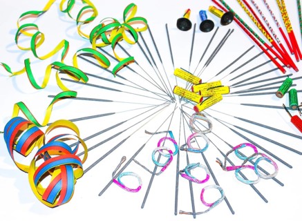 Sparklers, Bengal light, in different variations, grey and colourful, and different small