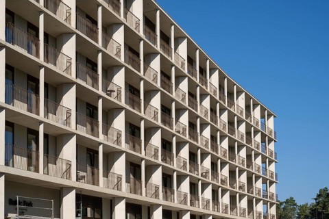 Facade with balconies, apartment building, Baltic Park, Swinemünde, Usedom Island, Baltic Sea,