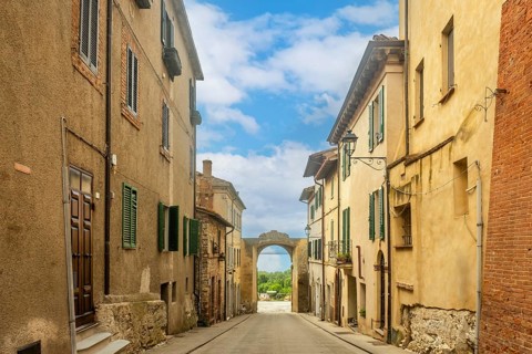 Beautiful street view in Castiglione del Lago, Perugia, Umbria, Italy, Europe