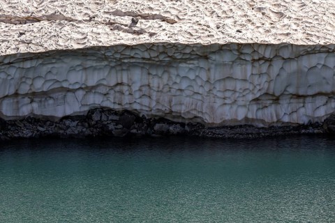 Remains of snow in Lake Sassolo, Lago di Sassolo, Sambuco Valley, Vale Sambuco, near Fusio,