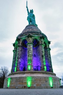 Hermannsdenkmal, illuminated, Teutoburg Forest, Detmold, North Rhine-Westphalia, Germany, Europe