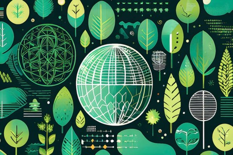 Abstract wallpaper with vector green eco friendly grid ornament symbolizing sustainability, AI