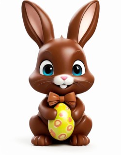 Cute little chocolate Easter bunny with Easter egg, clipping, AI generated, AI generated