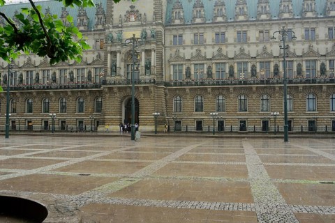 Europe, Germany, Hamburg, Rathausmarkt, Rain, Hamburg, Hamburg, Federal Republic of Germany, Europe