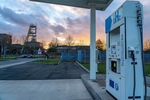 Hydrogen filling station, at the Hertern hydrogen competence centre, h2Herten, on the site of the