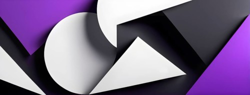 Minimalist illustration featuring abstract shapes in purple color accent symbolizing fun and ease,