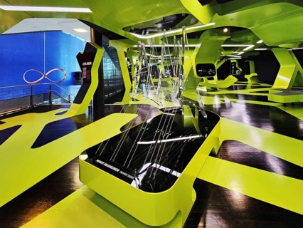 Futuristic exhibition Level Green with three-dimensional network, Autostadt, Wolfsburg, Lower