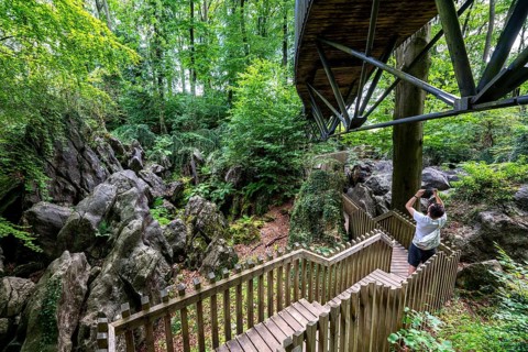 The Felsenmeer in Hemer, Sauerland, geotope, with rugged rock formations, nature reserve, North