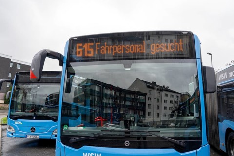 WSW bus advertising board, for new bus drivers, bus car park, during break times, above the central